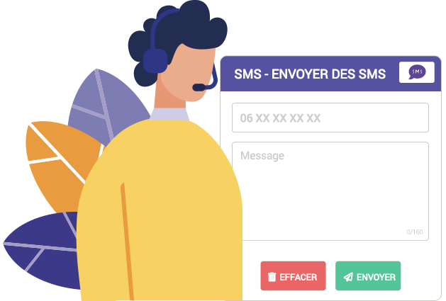 Envoyer des SMS depuis le bandeau téléphonique du logiciel call center ​