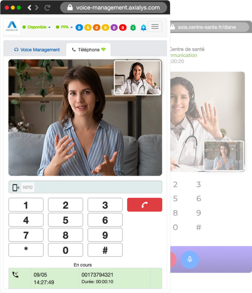 Interface appel video Axialys